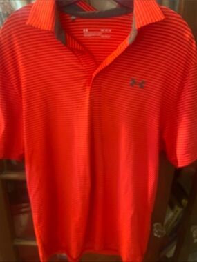 Under Armour Men’s Bright Red Striped Performance Polo